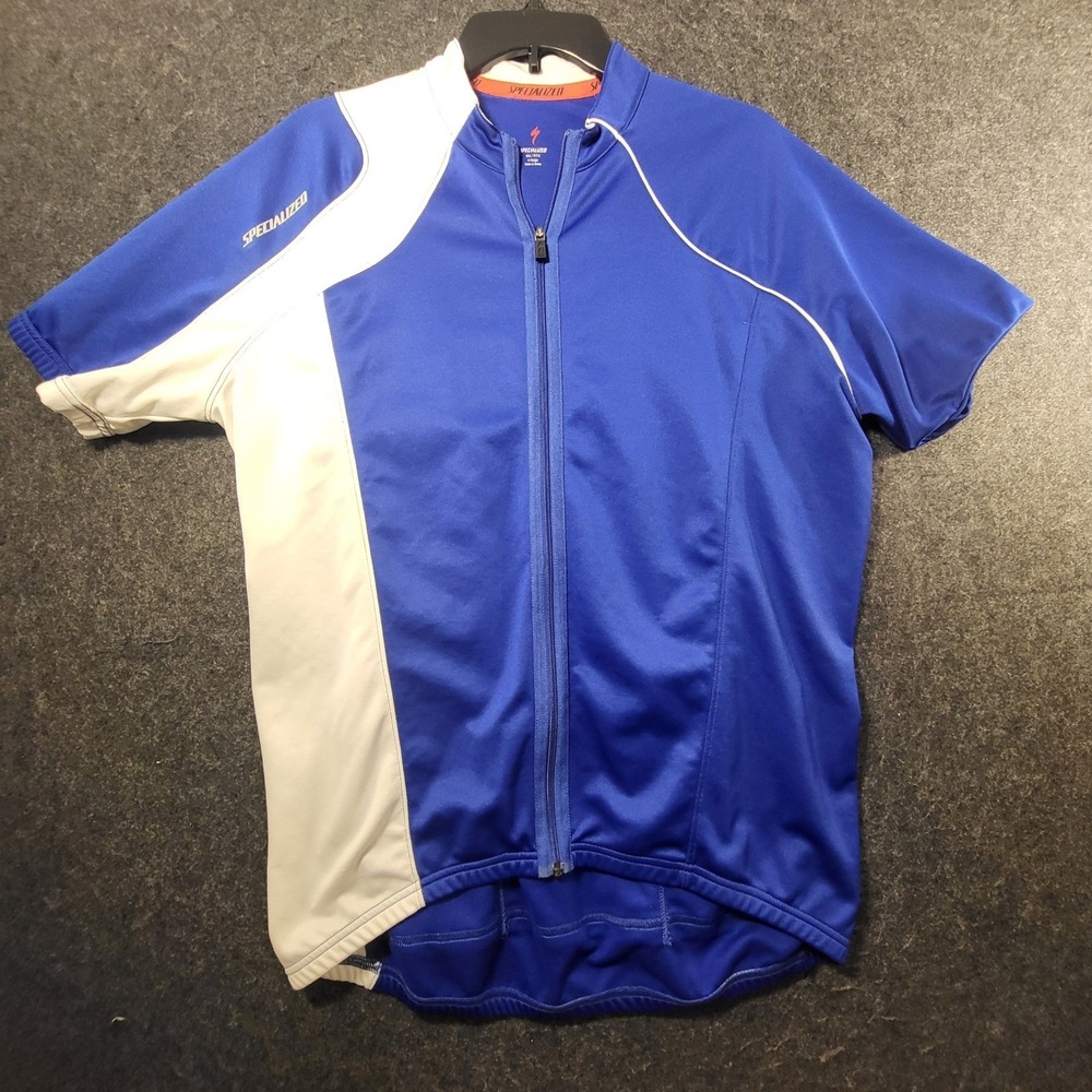 Specialized Mens Blue White Full Zip Cycling Jersey Short Sleeve XL 3762
